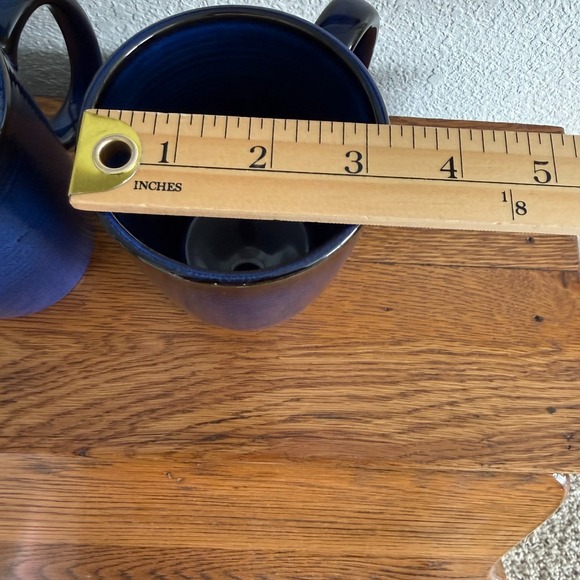 Thomas O'Brien Vintage Modern Blue Stoneware Mugs Cups Set of 4 - Picture 5 of 9